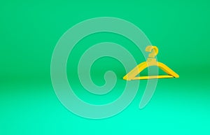 Orange Hanger wardrobe icon isolated on green background. Cloakroom icon. Clothes service symbol. Laundry hanger sign