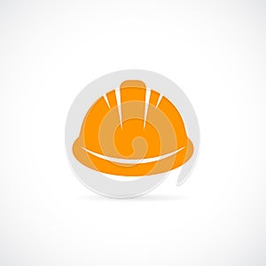 Orange hard hat vector icon