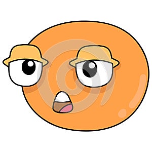 Orange head with innocent face gawking, doodle icon drawing