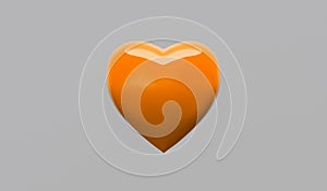 Orange heart on white background valentine`s day photo
