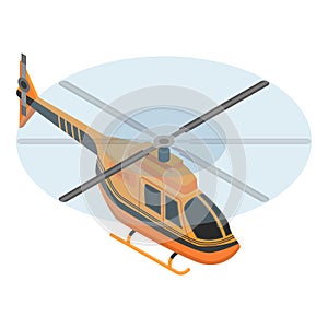 Orange helicopter icon, isometric style