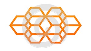 Orange Hexagonal Grid: Dynamic Geometric Pattern for Tech Science, vector design Generative AI