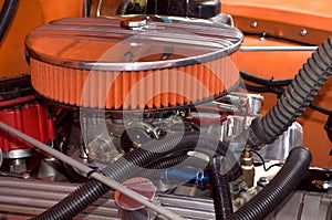 Orange High Performance Modified Automobile Engine