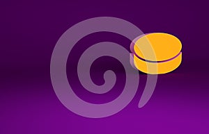 Orange Hockey puck icon isolated on purple background. Minimalism concept. 3d illustration 3D render