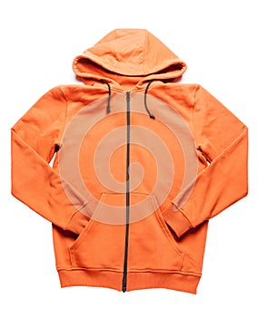 Orange hoodie isolated on white