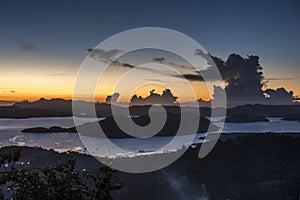 Orange horizon with dramatic cloud
