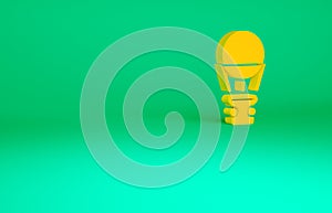 Orange Hot air balloon icon isolated on green background. Air transport for travel. Minimalism concept. 3d illustration