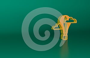 Orange Hot air balloon icon isolated on green background. Air transport for travel. Minimalism concept. 3D render