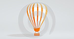 Orange Hot Air Balloon with Stripes on a Soft Gray Studio Background.