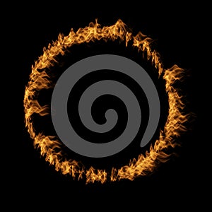 Orange hot raging blaze of fire, circle round ring flame
