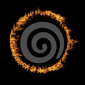 Orange hot raging blaze of fire, circle round ring flame shape