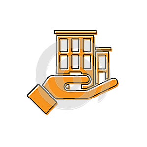 Orange House insurance icon isolated on white background. Security, safety, protection, protect concept. Vector.