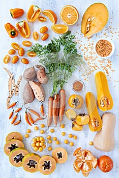 Orange hue toned collection fresh produce