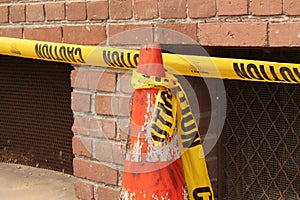 Orange Ice Cream Cones Brick Wall Background