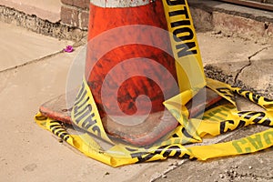 Orange Ice Cream Cones with Caution Tape