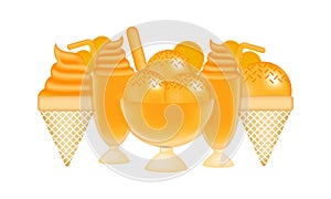orange ice cream illustration with mesh technique