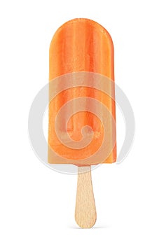 Orange ice cream popsicle isolated on white background