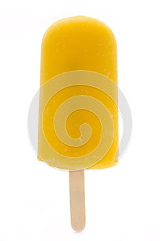 Orange ice lolly over white