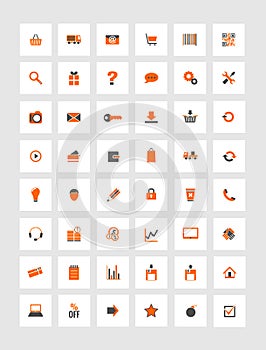 Orange icons for eshop, suitable for flat design