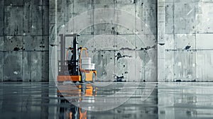 The orange industrial forklift.AI generated image