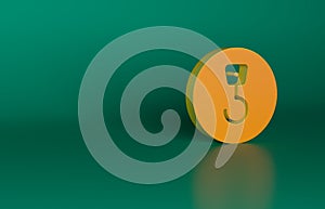 Orange Industrial hook icon isolated on green background. Crane hook icon. Minimalism concept. 3D render illustration