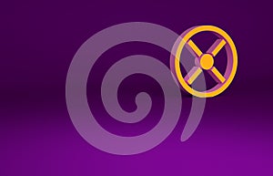 Orange Industry valve icon isolated on purple background. Minimalism concept. 3d illustration 3D render