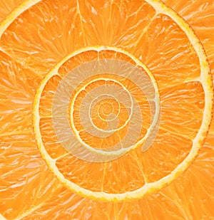 Orange infinity spiral abstract background.