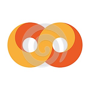 Orange infinity symbol icon. 3D-like design effect. Vector illustration