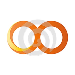 Orange infinity symbol icon. 3D-like gradient design effect. Vector illustration