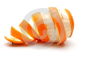 Orange and its rind cutout in spiral form