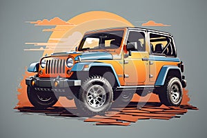 Orange Jeep Wrangler Illustration