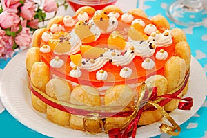 Orange jelly and whipped cream torte