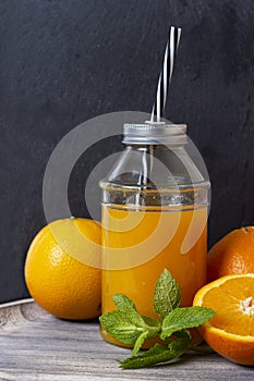 Orange juice with black background - imagen photo