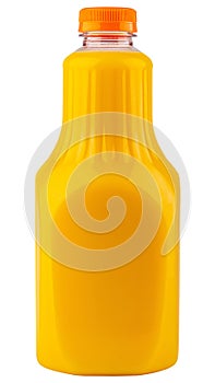 Orange juice bottle. Organic orange or lemon juice in plastic or glass bottle. One gallon or liter cold Juice for smoothie