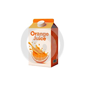Orange juice carton box isolated on white transparent background