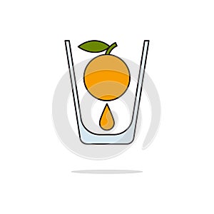 Orange juice color thin line icon.Vector illustration