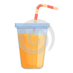 Orange juice cup icon cartoon vector. Drink glass