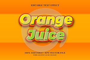 Orange Juice Editable text Effect with 3d vector design