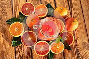 Orange juice of fresh blood oranges fruits