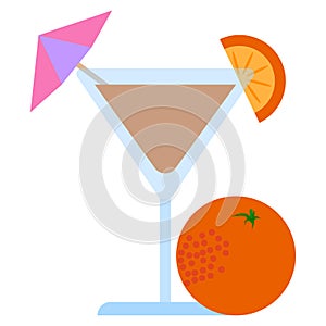 Orange juice fresh summer cocktail icon, vector illustration