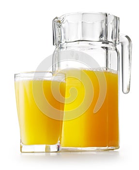 Orange juice in glass ang jug