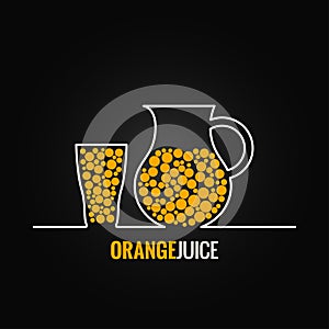Orange juice glass bottle line design background