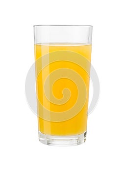 Orange juice in glass isolated with clipping path