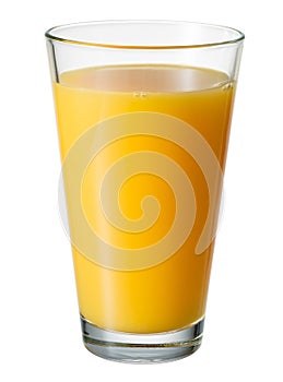 Orange juice. Glass isolated. With clipping path