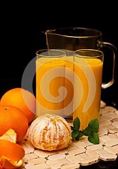 Orange juice with glasses