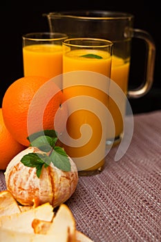 Orange juice with glasses