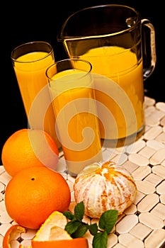 Orange juice with glasses