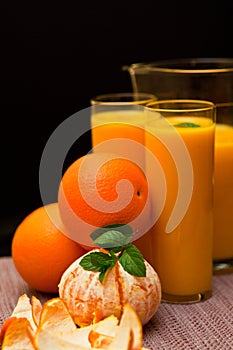 Orange juice with glasses