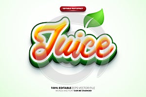 orange Juice nature fresh 3D logo mock up template Editable text Effect Style