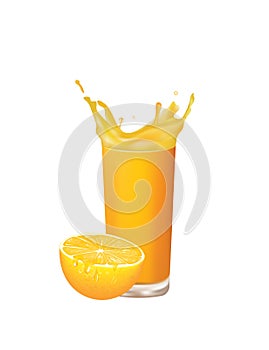 Orange juice splash glass